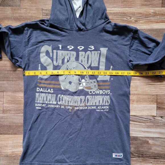 Vintage 1993 Dallas Cowboys Hoodie Boys XL Blue Long Sleeve Pullover Youth - Picture 3 of 10